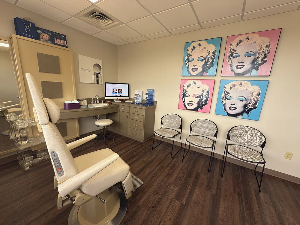 Strock Plastic Surgery Office - Lobby Area with ZO Skin Health product display